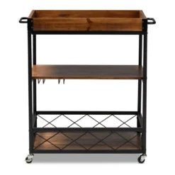 Capri Oak And Finished Mobile Metal Bar Cart With Stemware Rack Brown - Baxton Studio 14 Capri Oak And Finished Mobile Metal Bar Cart With Stemware Rack Brown - Baxton Studio -Baxton Studio GUEST 0e27b6de 1160 4221 adfd c9bda330faaa