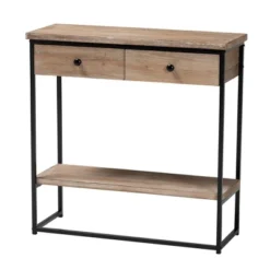 Silas Wood And Metal 2 Drawer Console Table Natural Brown/Black - Baxton Studio