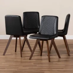 Set Of 4 Pernille Faux Leather Walnut Finished Dining Chairs - Baxton Studio 9 Set Of 4 Pernille Faux Leather Walnut Finished Dining Chairs - Baxton Studio -Baxton Studio GUEST 0eaf4dde 9277 42f9 9831 a8f3d2a04ef1