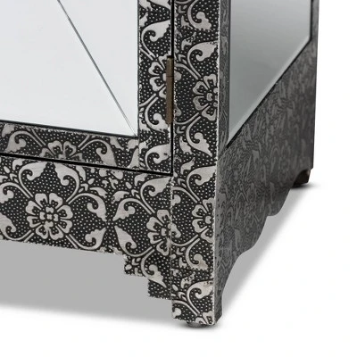 Wycliff Metal And Mirrored Glass 1 Drawer Sideboard Buffet Dark Gray/Silver - Baxton Studio 6 Wycliff Metal And Mirrored Glass 1 Drawer Sideboard Buffet Dark Gray/Silver - Baxton Studio - Image 6