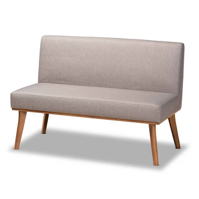 2pc Odessa Mid-Century Modern Fabric Upholstered Wood Dining Corner Sofa Bench Set Walnut/Brown/Gray - Baxton Studio 2 2pc Odessa Mid-Century Modern Fabric Upholstered Wood Dining Corner Sofa Bench Set Walnut/Brown/Gray - Baxton Studio - Image 2