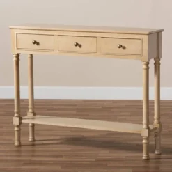 3 Drawer Calvin Wood Entryway Console Table - Baxton Studio -Baxton Studio GUEST 0f5f5b85 0968 4a95 8e82 15fe6f08947a