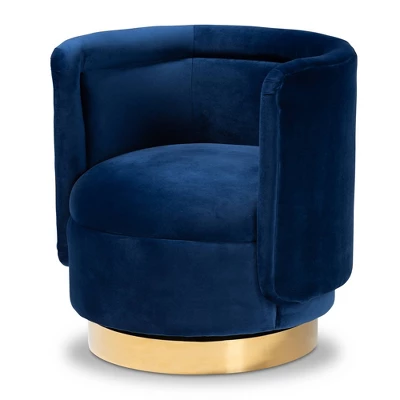 Saffi Velvet Upholstered Swivel Accent Chair - Baxton Studio 8 Saffi Velvet Upholstered Swivel Accent Chair - Baxton Studio - Image 8