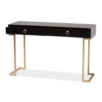 Beagan Wood And Metal 2 Drawer Console Table Black/Gold - Baxton Studio 2 Beagan Wood And Metal 2 Drawer Console Table Black/Gold - Baxton Studio - Image 2
