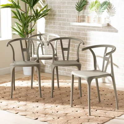 4pc Warner Plastic Dining Chair Set - Baxton Studio 5 4pc Warner Plastic Dining Chair Set - Baxton Studio - Image 5