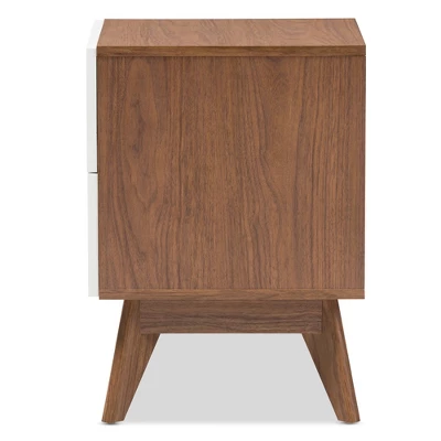 Calypso Mid - Century Modern Wood 3 - Drawer Storage Nightstand - Brown - Baxton Studio 3 Calypso Mid - Century Modern Wood 3 - Drawer Storage Nightstand - Brown - Baxton Studio - Image 3