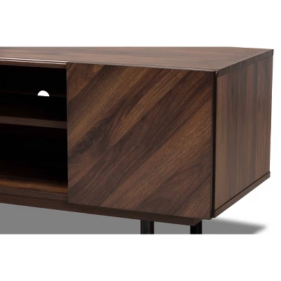 Berit Wood TV Stand For TVs Up To 70" Walnut - Baxton Studio 4 Berit Wood TV Stand For TVs Up To 70" Walnut - Baxton Studio - Image 4