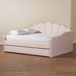 Queen Timila Velvet Fabric Upholstered Daybed With Trundle Light Pink - Baxton Studio 22 Queen Timila Velvet Fabric Upholstered Daybed With Trundle Light Pink - Baxton Studio -Baxton Studio GUEST 11b68952 7945 4b69 b45a 79c80773a124