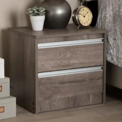 Gallia Modern And Contemporary Oak Finished 2 Drawer Nightstand Brown - Baxton Studio -Baxton Studio GUEST 11e14f4b 794c 42a2 bfae 5e0634b7481a