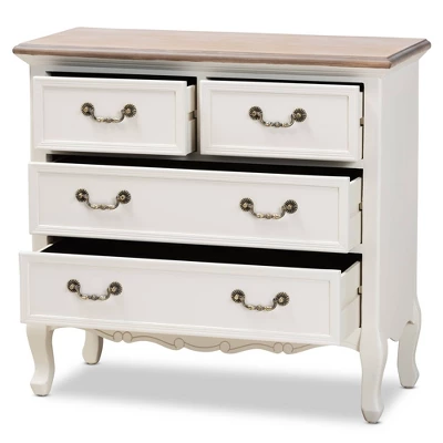 Amalie 4 Drawer Accent Dresser White/Oak - Baxton Studio 1 Amalie 4 Drawer Accent Dresser White/Oak - Baxton Studio