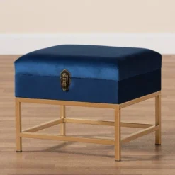 Aliana Fabric And Metal Ottoman Navy Blue/Gold - Baxton Studio 15 Aliana Fabric And Metal Ottoman Navy Blue/Gold - Baxton Studio -Baxton Studio GUEST 120c93d3 0fff 4269 8e83 101ed4ce12d6