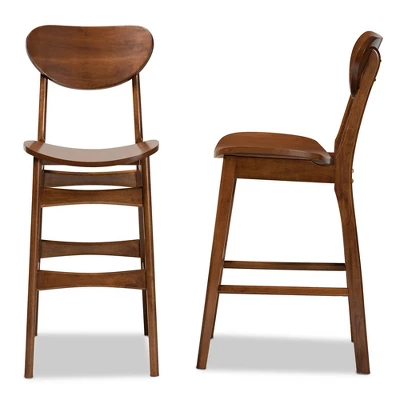2pc Katya Wood Barstool Set - Baxton Studio 2 2pc Katya Wood Barstool Set - Baxton Studio - Image 2
