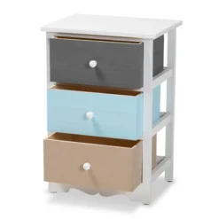 Kalila Wood 3 Drawer Nightstand White - Baxton Studio -Baxton Studio GUEST 13516e3d 0ee7 4a54 9f38 34602b5e3611