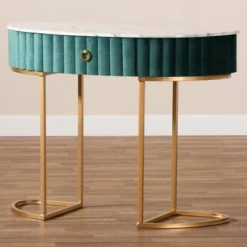 1 Drawer Beale Velvet Upholstered And Brushed Console Table Green/Gold - Baxton Studio 15 1 Drawer Beale Velvet Upholstered And Brushed Console Table Green/Gold - Baxton Studio -Baxton Studio GUEST 138d8a45 a678 4d0b acc2 c3bf79c91c27