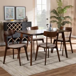5pc Nori Upholstered Wood Dining Set - Baxton Studio -Baxton Studio GUEST 1434b497 3786 4359 9943 abdceb6a5d9d