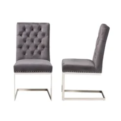 2pc Sherine Velvet Fabric And Metal Dining Chair Set - Baxton Studio -Baxton Studio GUEST 14a24324 c3de 43e5 93f0 302d237541ac