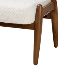 Baxton Studio Jeanine Japandi Cream Boucle Fabric And Walnut Brown Finished Rubberwood Ottoman Footstool -Baxton Studio GUEST 1504eae6 dde4 4939 9239 55bb8a8fa2bd