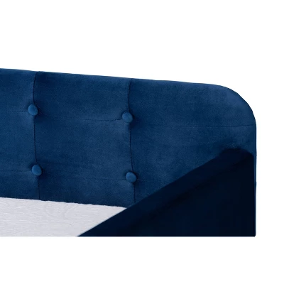 Jona Velvet Fabric Upholstered And Button Tufted Daybed With Trundle - Baxton Studio 5 Jona Velvet Fabric Upholstered And Button Tufted Daybed With Trundle - Baxton Studio - Image 5