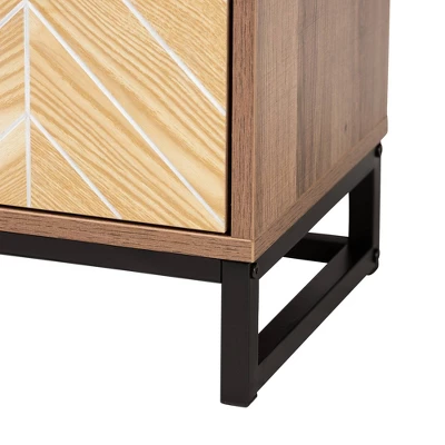 Josephine Two-Tone Wood And Metal 2 Door Storage Cabinet Walnut Brown/White/Black - Baxton Studio 6 Josephine Two-Tone Wood And Metal 2 Door Storage Cabinet Walnut Brown/White/Black - Baxton Studio - Image 6