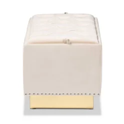 Powell Velvet Fabric Upholstered And PU Leather Ottoman Gold - Baxton Studio -Baxton Studio GUEST 15e2f447 2b90 4317 98f5 1e63241f5325
