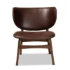 Marcos Faux Leather And Wood Living Room Accent Chair Dark Brown/Walnut Brown - Baxton Studio