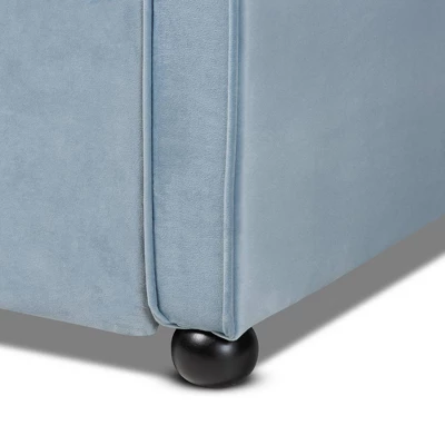 Twin Freda Velvet Tufted Daybed With Trundle Light Blue - Baxton Studio 6 Twin Freda Velvet Tufted Daybed With Trundle Light Blue - Baxton Studio - Image 6
