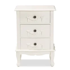 Callen Wood 3 Drawer Nightstand White - Baxton Studio -Baxton Studio GUEST 16d1a51d 3efd 4519 9389 2ec4b458338f