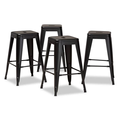 4pc Horton Metal Stackable Counter Stool Set - Baxton Studio 7 4pc Horton Metal Stackable Counter Stool Set - Baxton Studio - Image 7