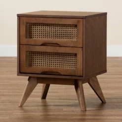 Barrett Wood And Synthetic Rattan 2 Drawer Nightstand Walnut Brown - Baxton Studio 17 Barrett Wood And Synthetic Rattan 2 Drawer Nightstand Walnut Brown - Baxton Studio -Baxton Studio GUEST 17814ec0 a660 484f af97 9bb7b79a5aff