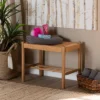 Saura Wood Hemp Accent Bench Oak Brown - Baxton Studio