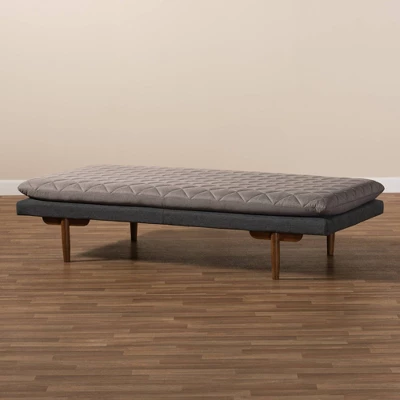 Twin Two Marit Tone Upholstered Wood Daybed Gray/Walnut - Baxton Studio 6 Twin Two Marit Tone Upholstered Wood Daybed Gray/Walnut - Baxton Studio - Image 6