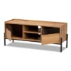 Tasman Wood And Metal 2 Door TV Stand For TVs Up To 45" Natural Brown/Black - Baxton Studio