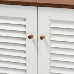 Coolidge 4 Shelf Wood Shoe Cabinet White/Walnut - Baxton Studio 11 Coolidge 4 Shelf Wood Shoe Cabinet White/Walnut - Baxton Studio -Baxton Studio GUEST 18091c0f ab86 4312 b659 061e757a933f