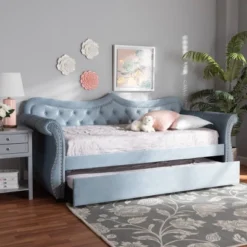 Twin Abbie Velvet Tufted Daybed With Trundle Light Blue - Baxton Studio 18 Twin Abbie Velvet Tufted Daybed With Trundle Light Blue - Baxton Studio -Baxton Studio GUEST 182d1458 9de3 46f9 bbf8 01f5ffda683b