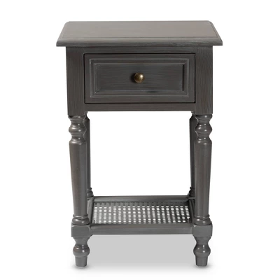 Sheldon Vintage Wood 1 Drawer Nightstand Gray - Baxton Studio 2 Sheldon Vintage Wood 1 Drawer Nightstand Gray - Baxton Studio - Image 2