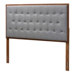 Baxton Studio Baxton Studio King Harumi Fabric And Wood Headboard Gray/Walnut Brown