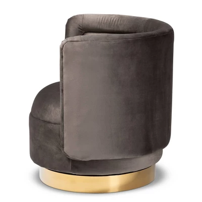Saffi Velvet Upholstered Swivel Accent Chair - Baxton Studio 2 Saffi Velvet Upholstered Swivel Accent Chair - Baxton Studio - Image 2