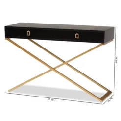 Madan Wood And Metal 2 Drawer Console Table Black/Gold - Baxton Studio 17 Madan Wood And Metal 2 Drawer Console Table Black/Gold - Baxton Studio -Baxton Studio GUEST 190b5f7a d956 42dc 8589 d49df72153d3