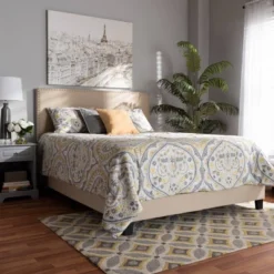 Ramon Linen Panel Bed With Nailhead Trim - Baxton Studio 10 Ramon Linen Panel Bed With Nailhead Trim - Baxton Studio -Baxton Studio GUEST 194a9b48 c6ef 4cd8 b72e f0e92b6b3553