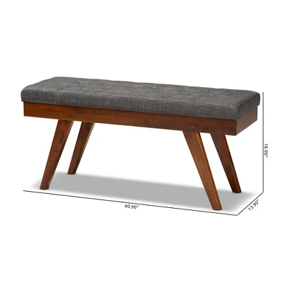 Alona Medium Wood Dining Bench Gray - Baxton Studio 7 Alona Medium Wood Dining Bench Gray - Baxton Studio - Image 7