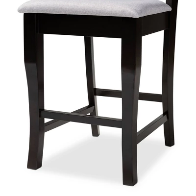 Set Of 2 Alora Upholstered Wood Counter Height Barstools - Baxton Studio 4 Set Of 2 Alora Upholstered Wood Counter Height Barstools - Baxton Studio - Image 4