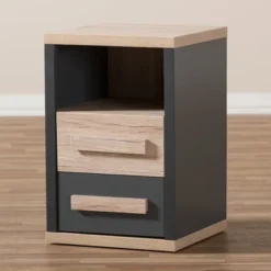 Pandora Modern And Contemporary Two-Tone 2 Drawer Nightstand Dark Gray - Baxton Studio 16 Pandora Modern And Contemporary Two-Tone 2 Drawer Nightstand Dark Gray - Baxton Studio -Baxton Studio GUEST 19a41d65 6628 454b a31d f1b93dbbaa28