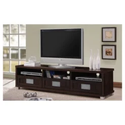 Gerhardine Wood 3 Drawer TV Stand For TVs Up To 62" Dark Brown - Baxton Studio 8 Gerhardine Wood 3 Drawer TV Stand For TVs Up To 62" Dark Brown - Baxton Studio -Baxton Studio GUEST 19de5a22 a08a 41e1 8630 8ebe87029a83