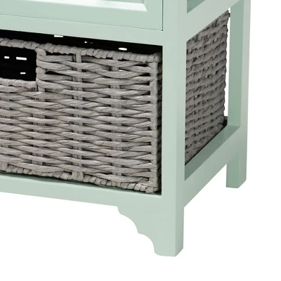 Valtina Two-Tone Wood 3 Drawer Storage Unit With Baskets Oak Brown/Gray/Mint Green - Baxton Studio 6 Valtina Two-Tone Wood 3 Drawer Storage Unit With Baskets Oak Brown/Gray/Mint Green - Baxton Studio - Image 6