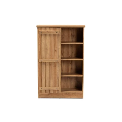 1 Door Eren Farmhouse Natural Wood Shoe Cabinet Brown - Baxton Studio 2 1 Door Eren Farmhouse Natural Wood Shoe Cabinet Brown - Baxton Studio - Image 2