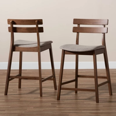 Set Of 2 Larine Wood Counter Height Barstools - Baxton Studio 7 Set Of 2 Larine Wood Counter Height Barstools - Baxton Studio - Image 7