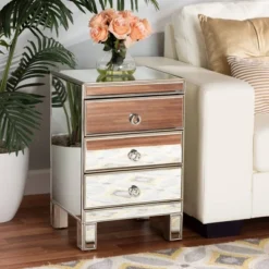 Ewan Mirrored 3 Drawer Nightstand Silver - Baxton Studio 12 Ewan Mirrored 3 Drawer Nightstand Silver - Baxton Studio -Baxton Studio GUEST 1b02d019 950d 4731 87ef 8ea0df7198cc