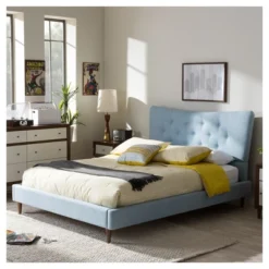 Hannah Mid - Century Modern Fabric Platform Bed - Queen - Baxton Studio -Baxton Studio GUEST 1b14dee8 bcfc 4296 971a cf7fd52dac96