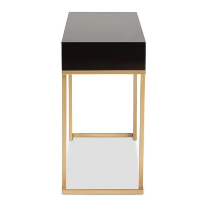 Beagan Wood And Metal 2 Drawer Console Table Black/Gold - Baxton Studio 4 Beagan Wood And Metal 2 Drawer Console Table Black/Gold - Baxton Studio - Image 4