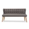 Melody Mid-Century Modern Fabric And Natural Wood Finishing 3 Seater Settee Bench Gray - Baxton Studio